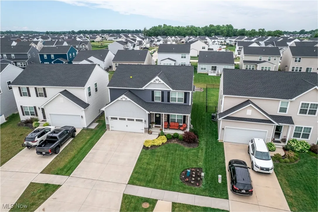 Aerial perspective of suburban area
