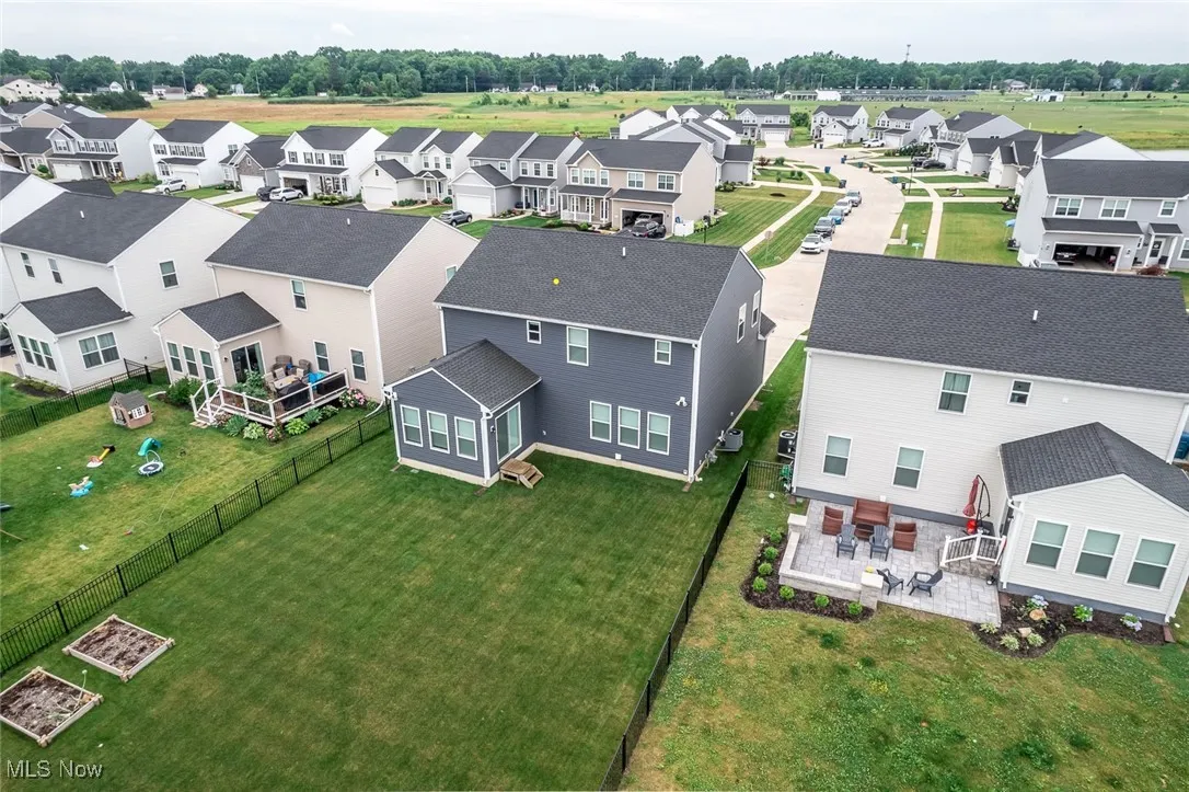 Aerial perspective of suburban area