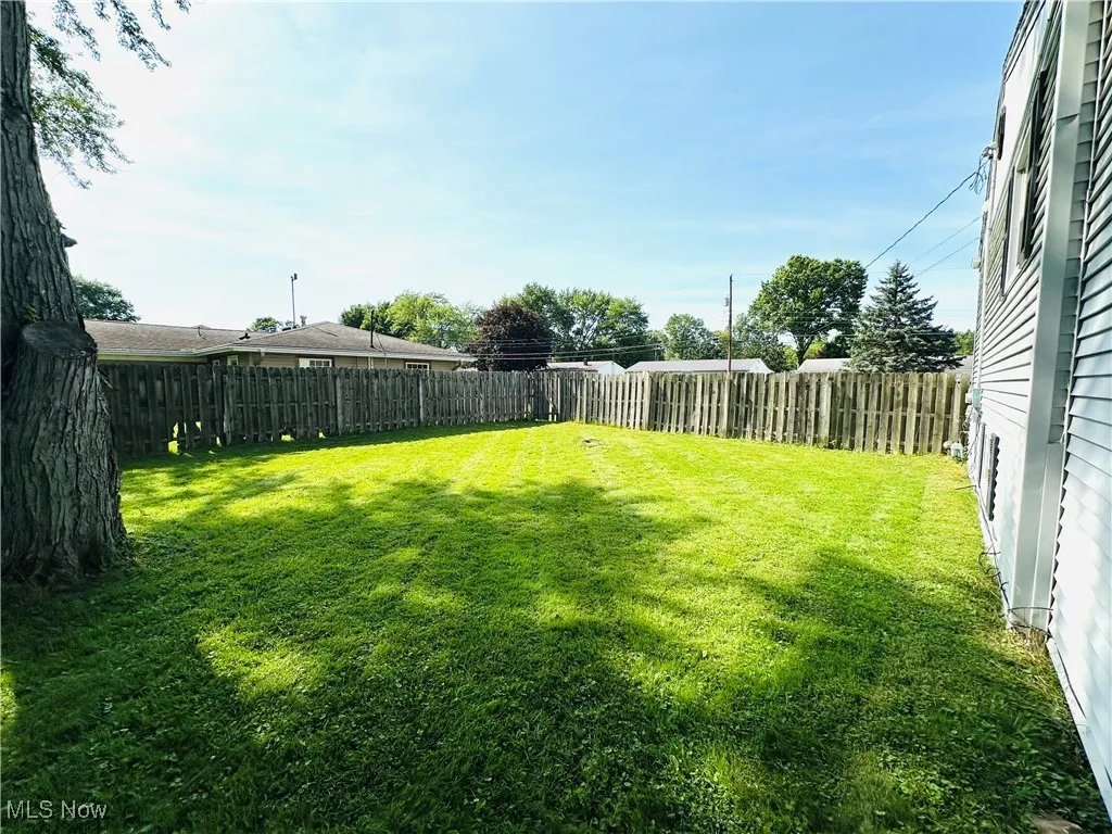 View of fenced backyard