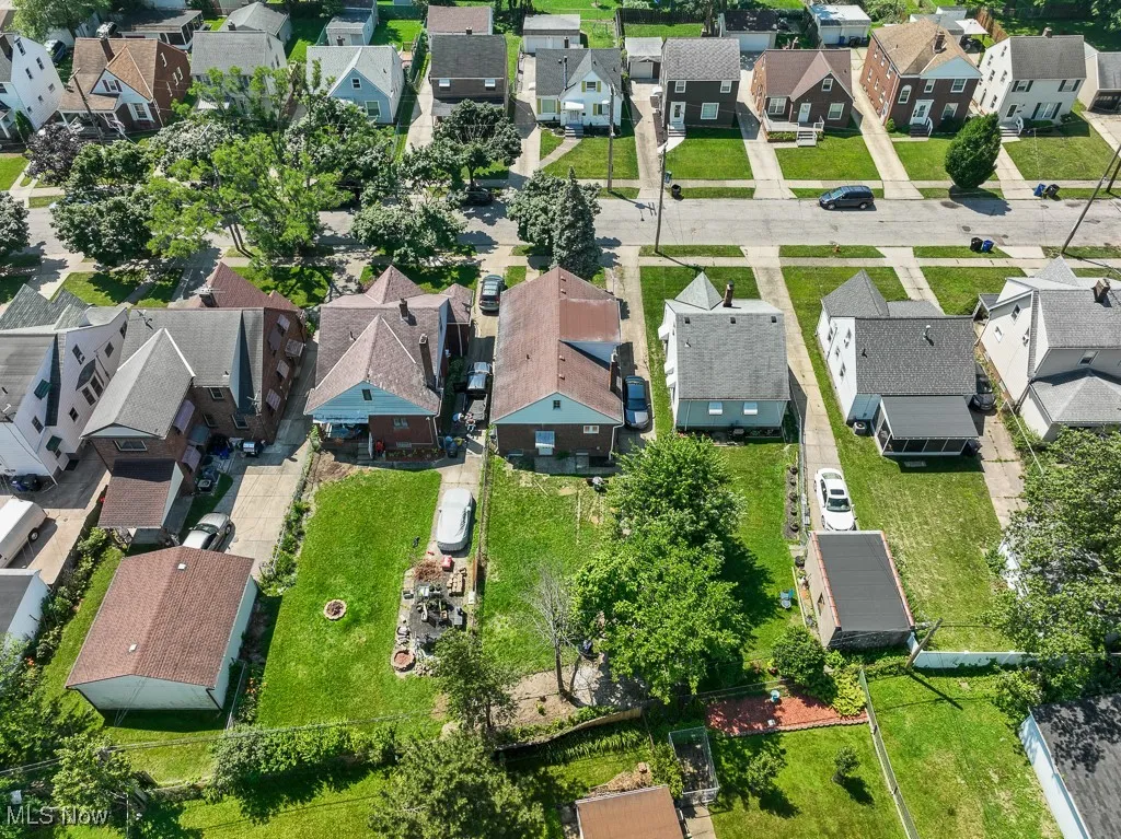 Aerial perspective of suburban area