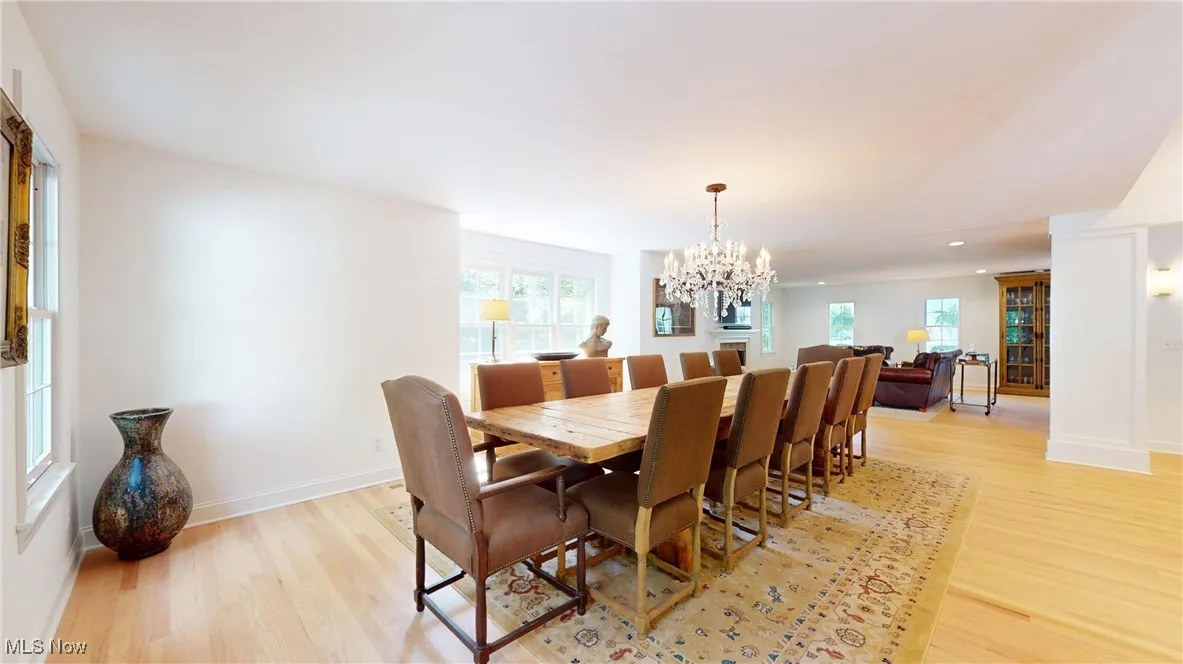 Dining space with view into the family room