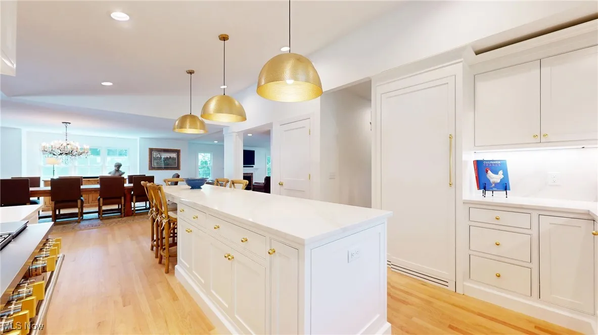 View of kitchen into dining room