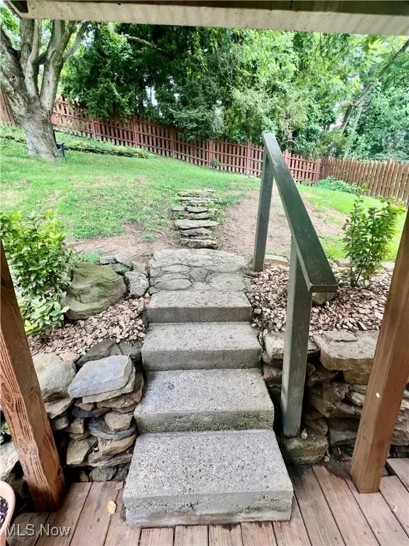 View of fenced backyard