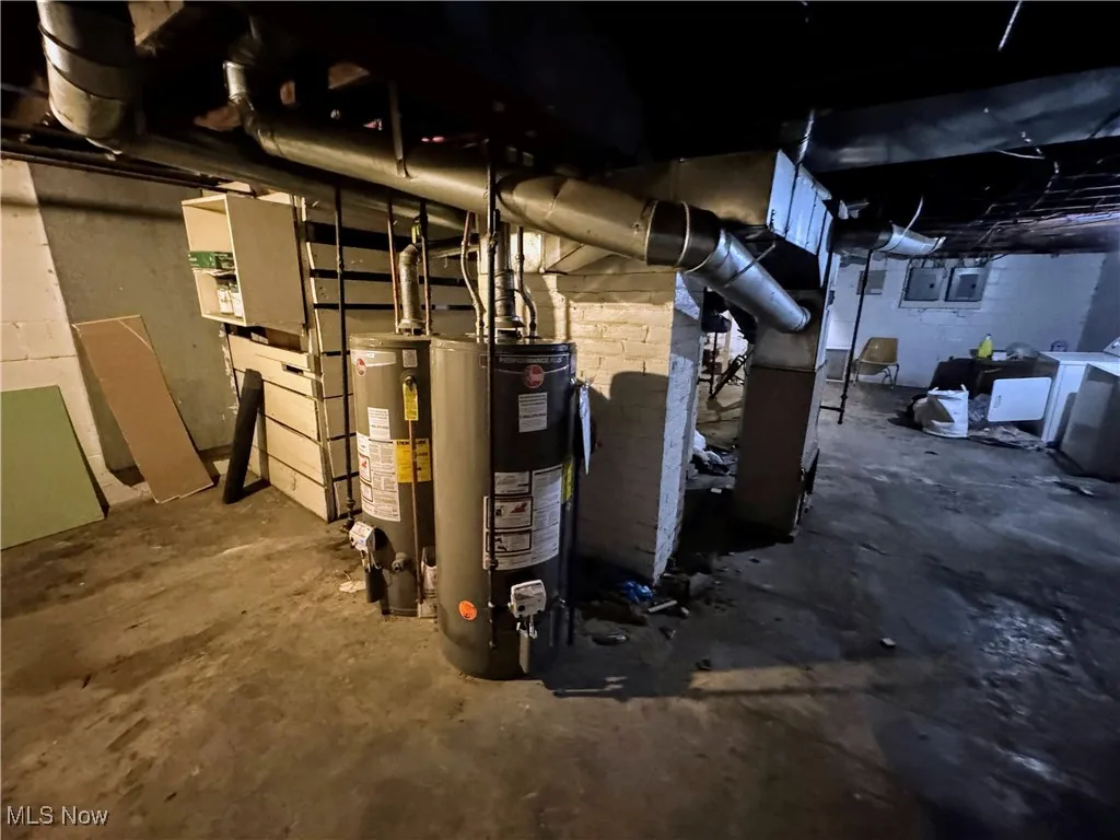 Unfinished below grade area with water heater
