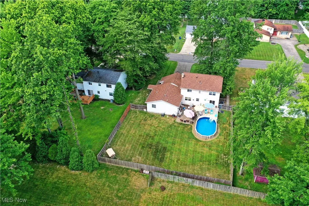 Aerial view of a pool