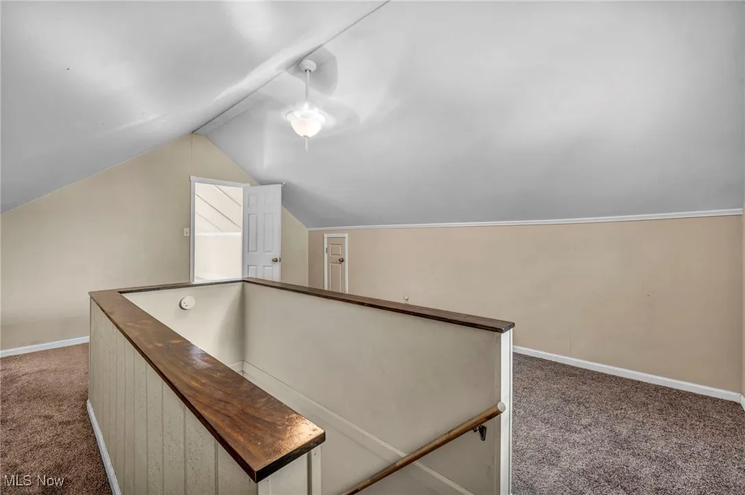Bonus room featuring carpet and vaulted ceiling