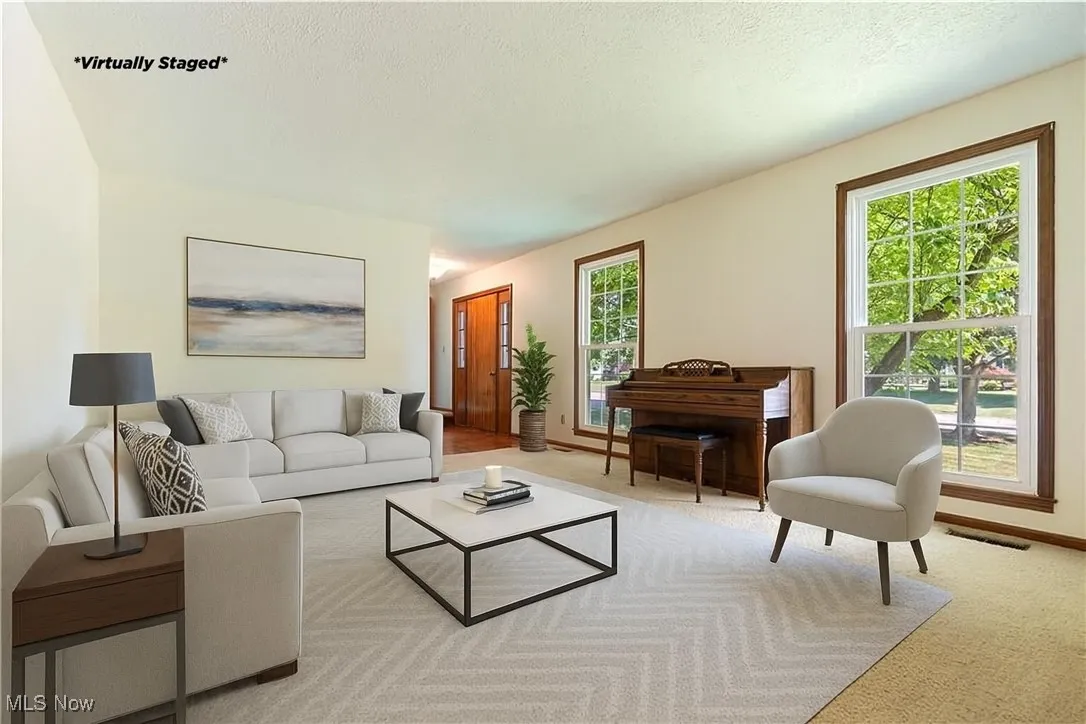 Virtually Staged living room.  This shows you how inviting this room is.   Many options.