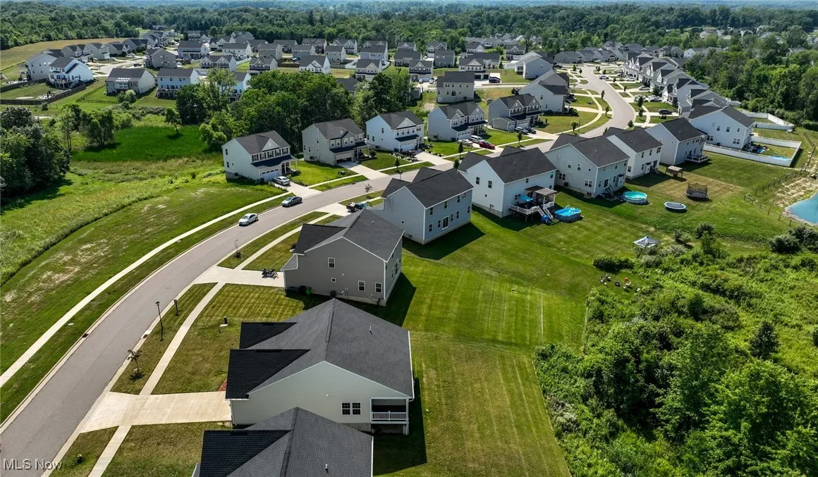 Aerial perspective of suburban area