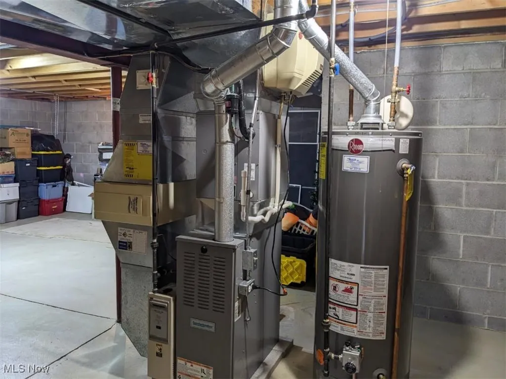 Utilities featuring gas water heater and heating unit