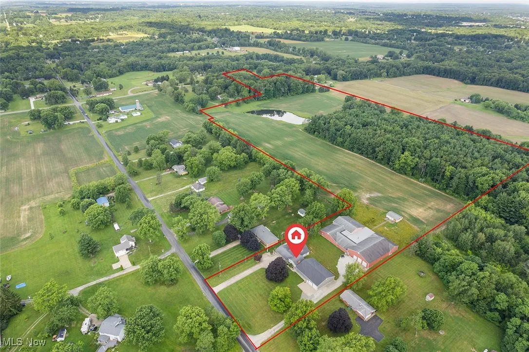 Overview of rural landscape with property boundaries highlighted