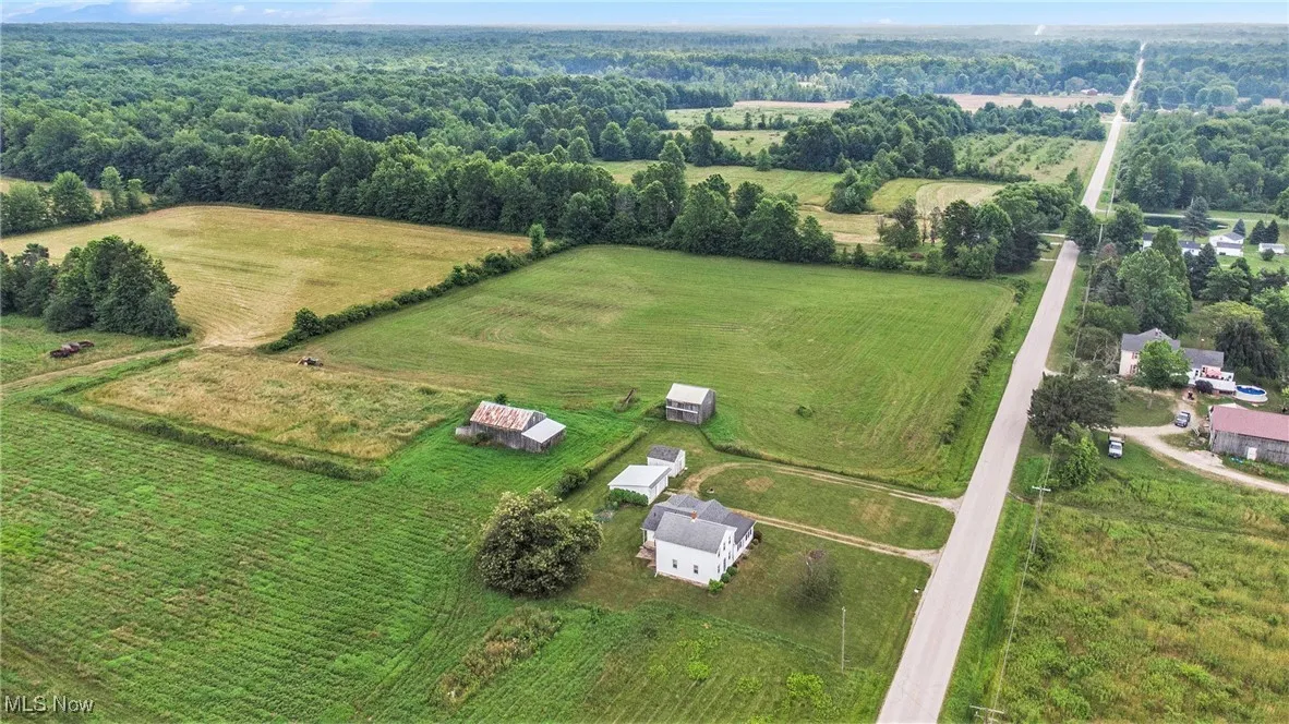 Aerial overview of property's location featuring rural landscape