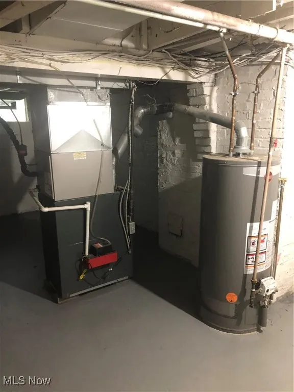 Utilities featuring water heater and heating unit