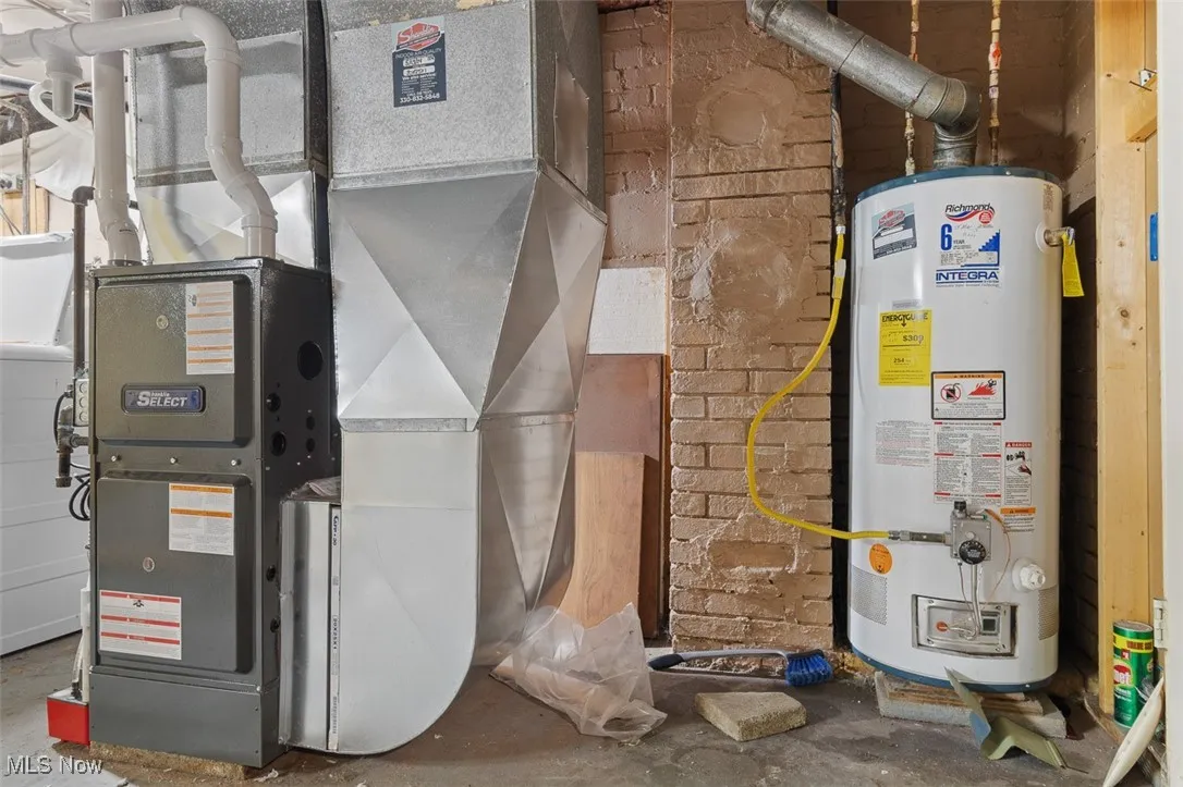 Utility room featuring water heater