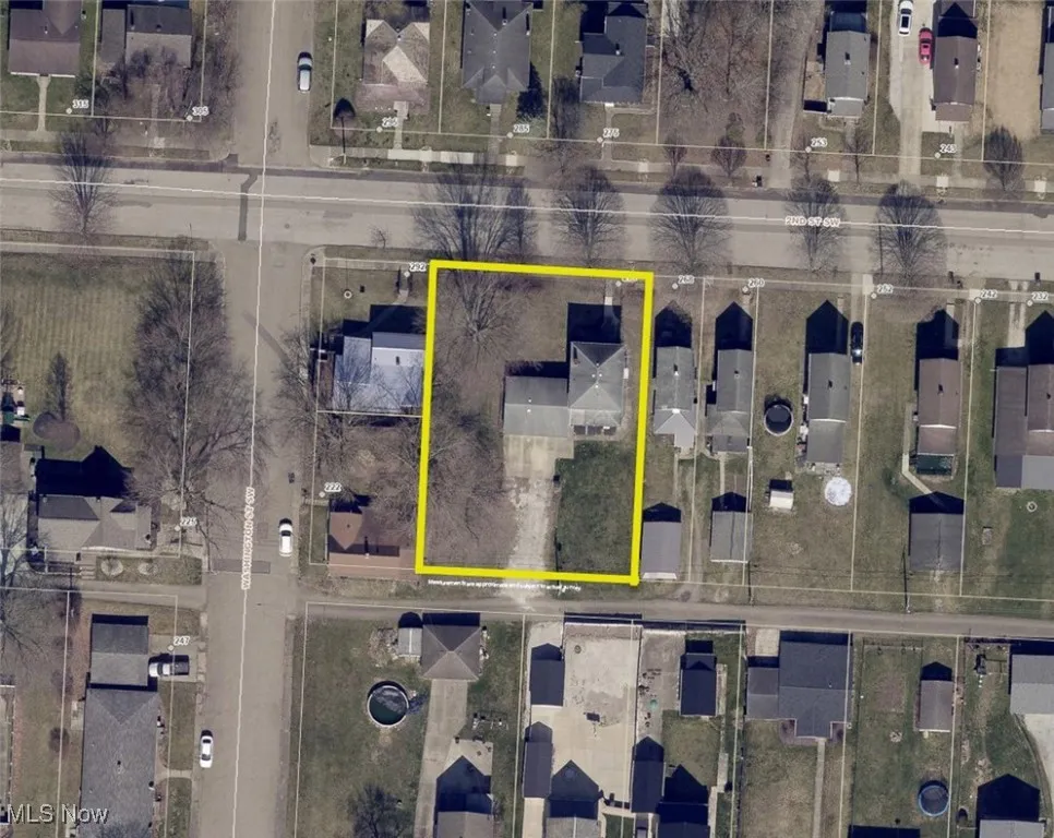 Aerial view of property's location featuring property boundaries highlighted