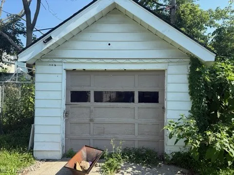 View of detached garage