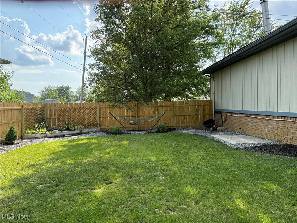 View of fenced backyard