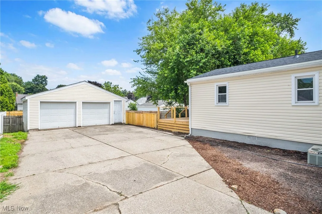 View of detached garage