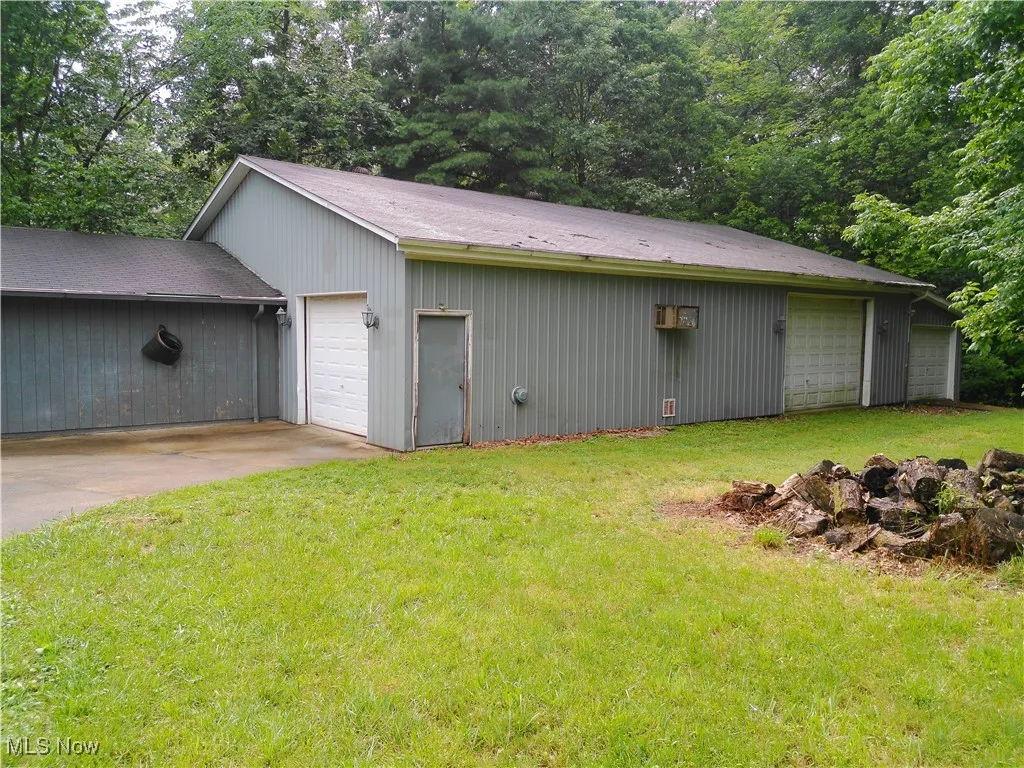 View of detached garage