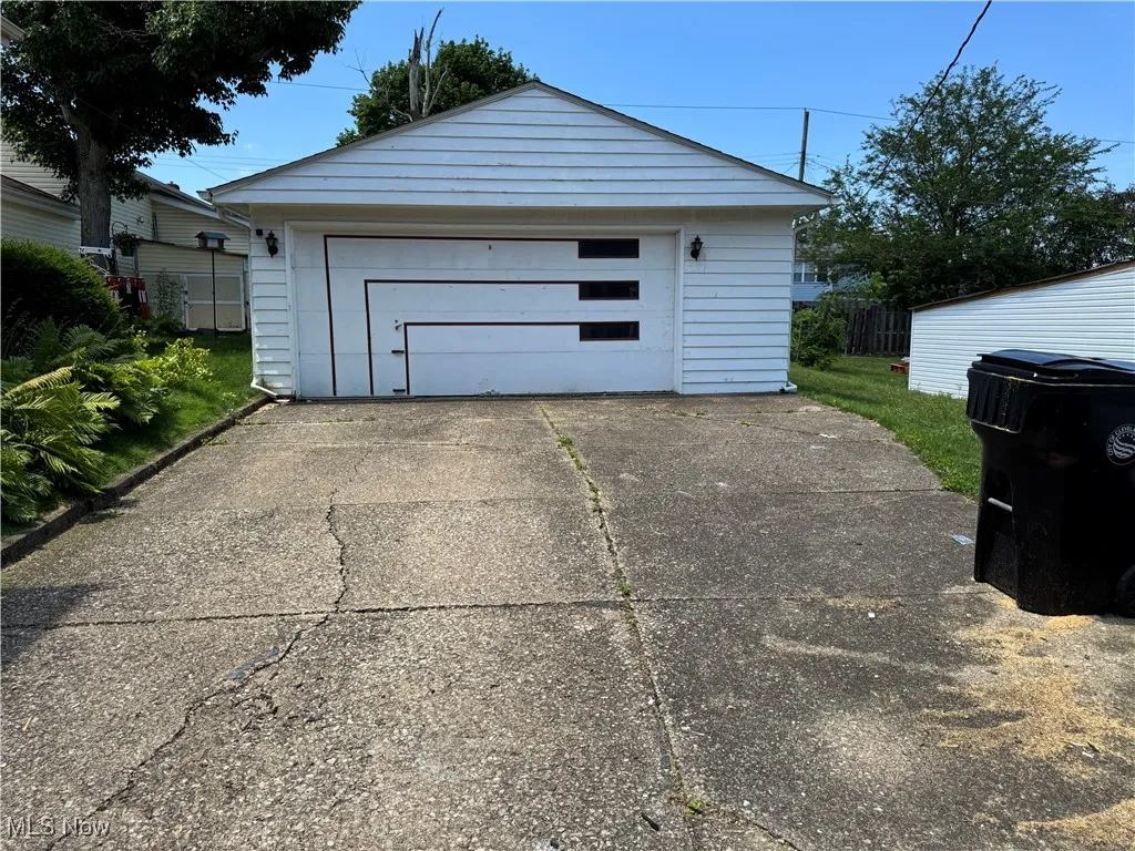 View of detached garage