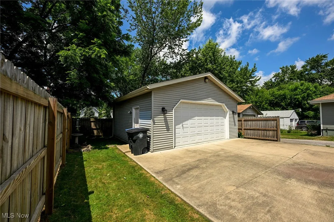 View of detached garage