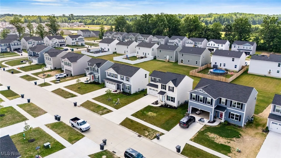 Aerial perspective of suburban area