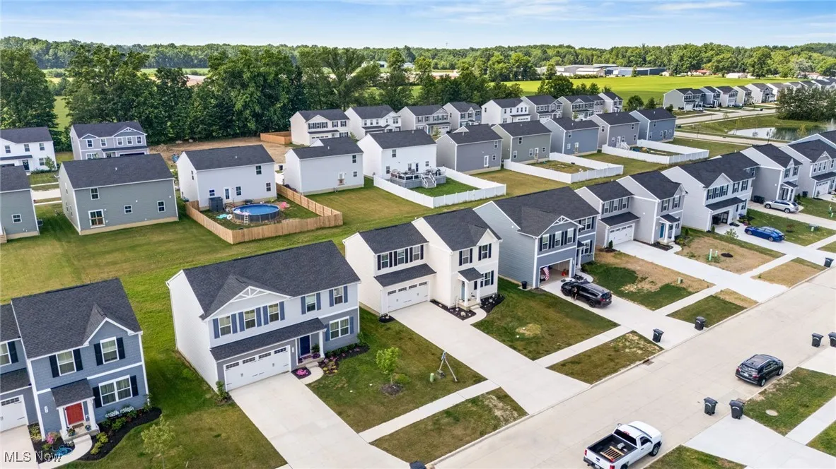 Aerial perspective of suburban area
