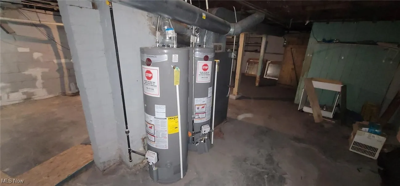 Utility room featuring water heater