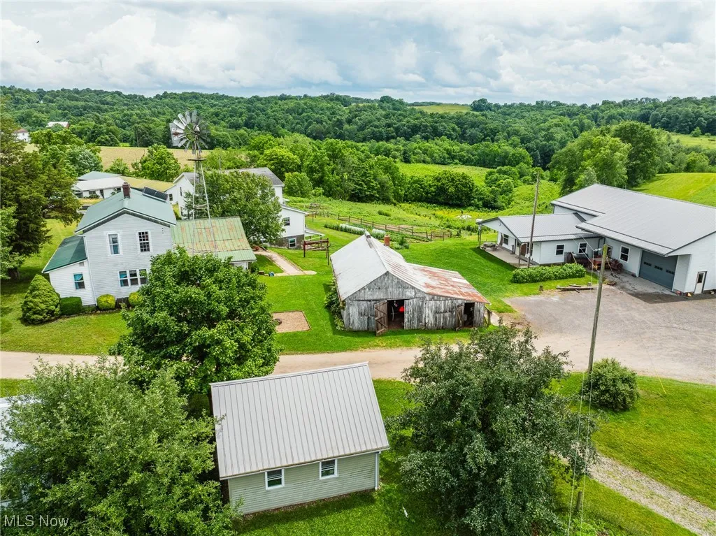 View from above of property featuring a forest