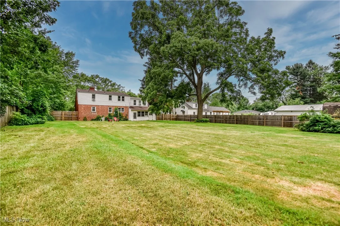 View of fenced backyard