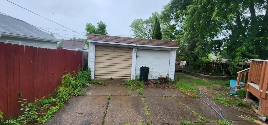 View of detached garage