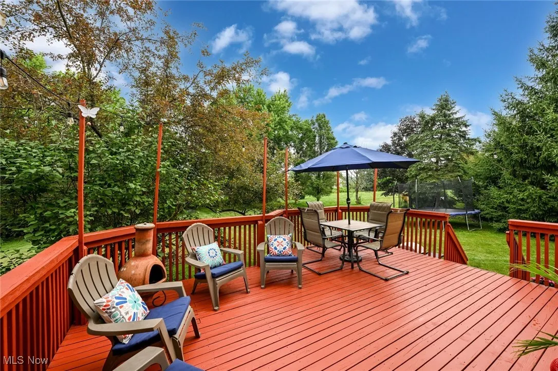 Deck overlooking back yard