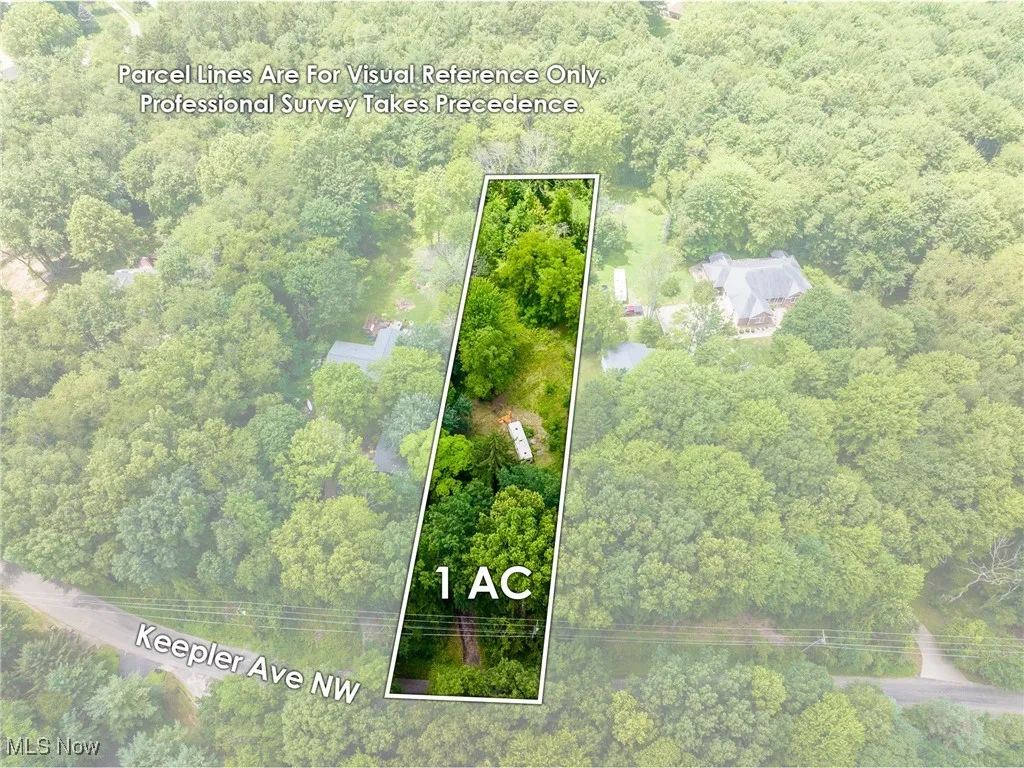Aerial view of property's location with property parcel outlined