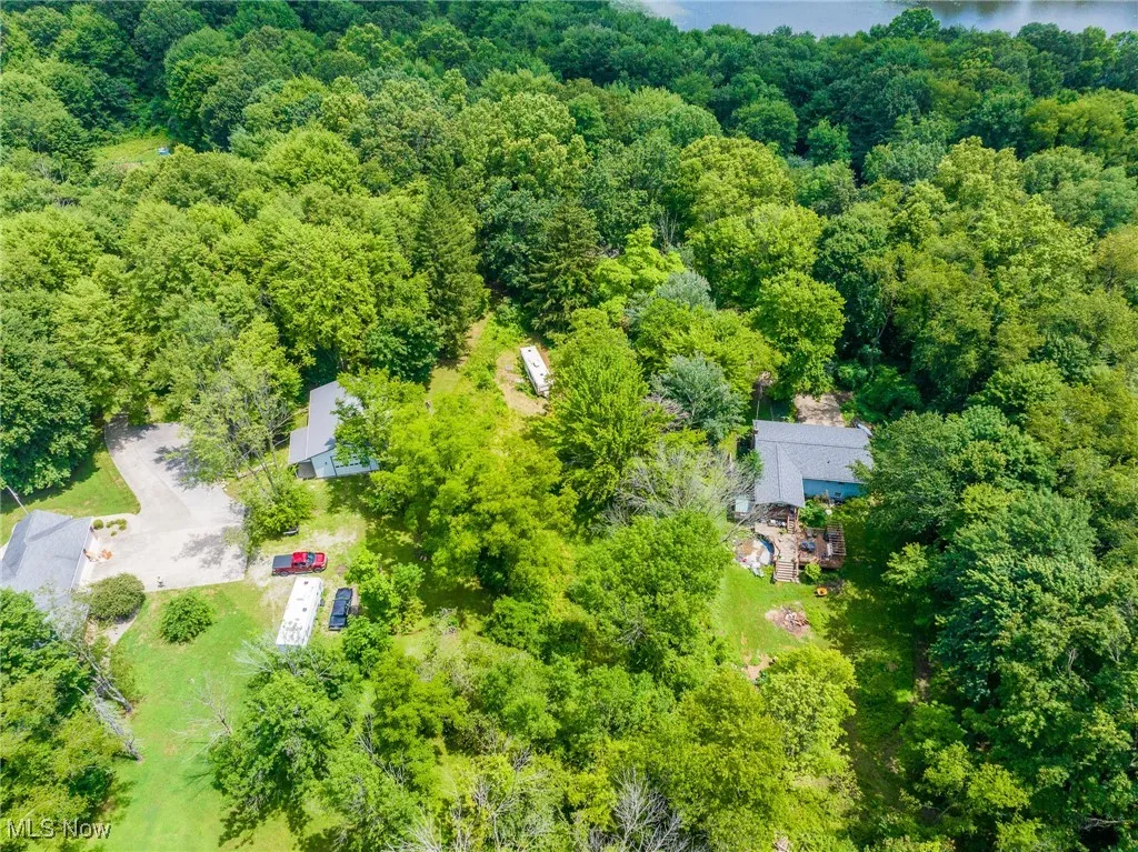 Bird's eye view of a heavily wooded area
