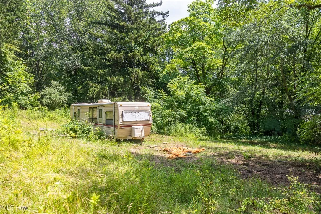 View of yard with a wooded view