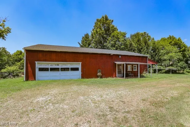 View of detached garage