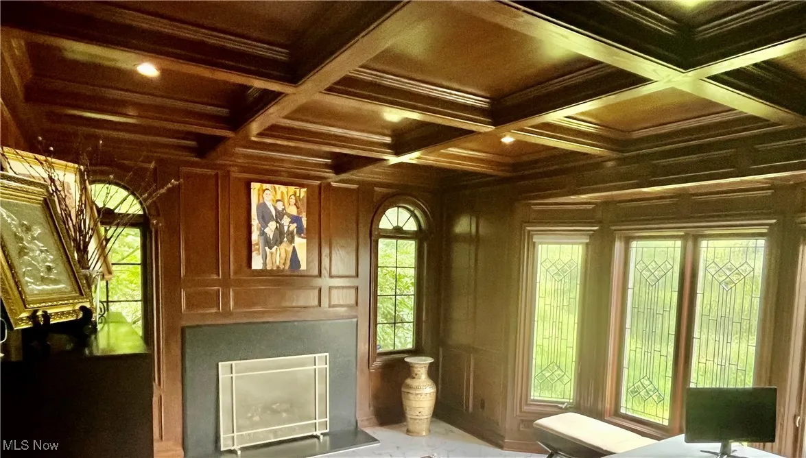 Stunning beam ceiling in the office