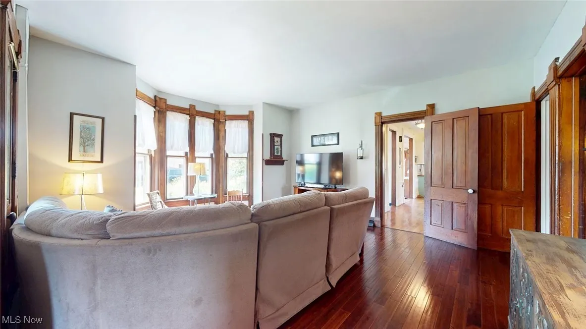 Living room with all natural wood floors