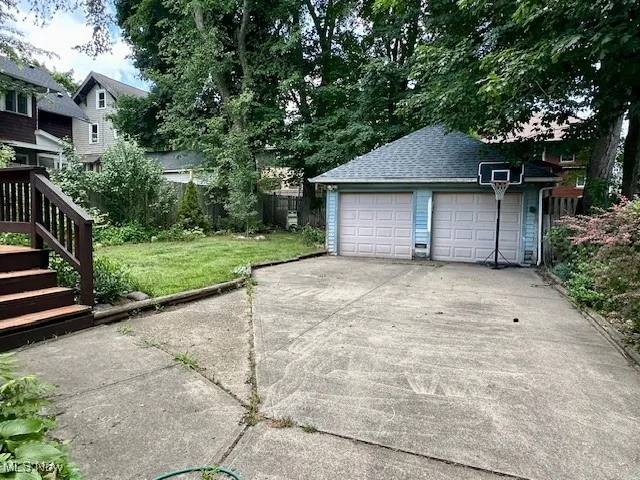 View of detached garage
