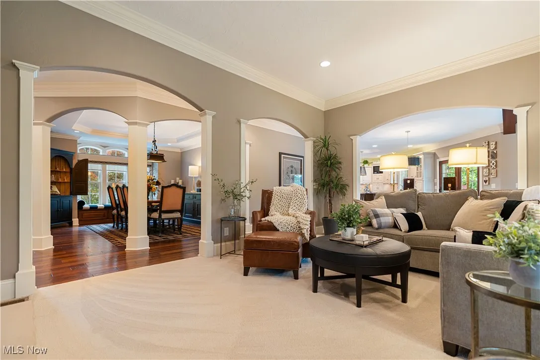Luxurious great room situated between the kitchen and dining room.