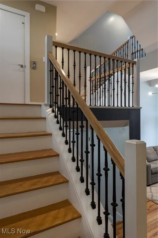Stairs with wood finished floors