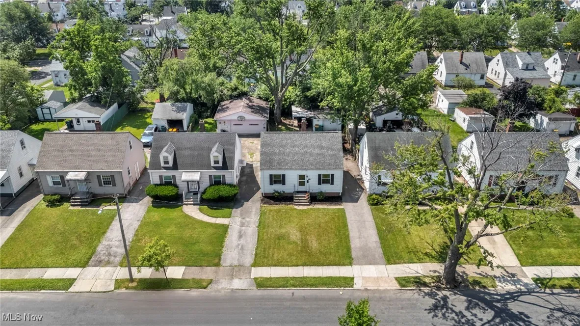 Aerial perspective of suburban area