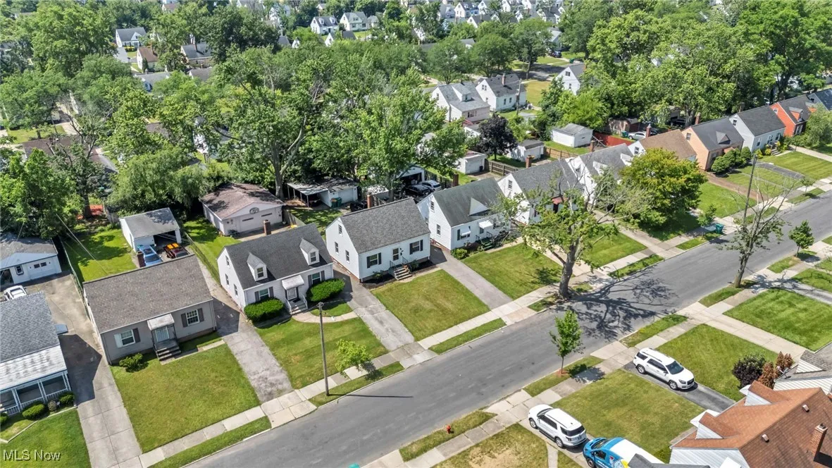 Aerial perspective of suburban area