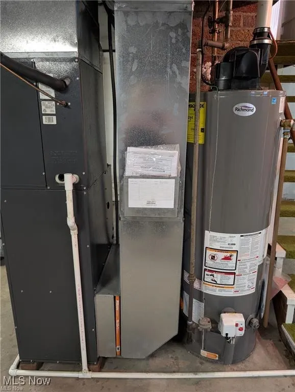 Utilities with gas water heater and heating unit