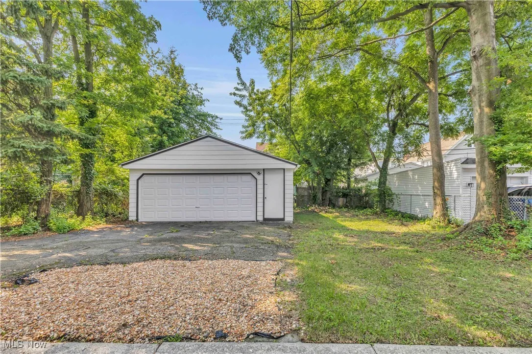 View of detached garage