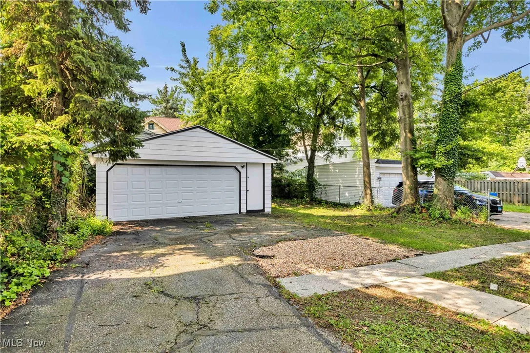 View of detached garage