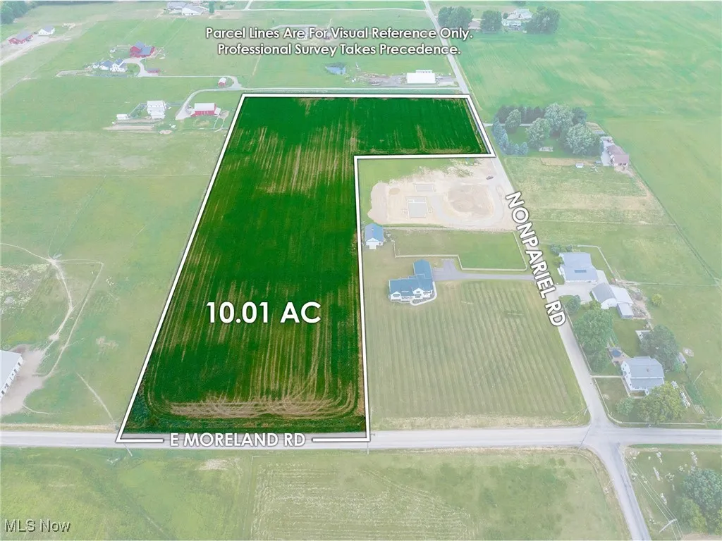 Aerial view of property's location with property parcel outlined