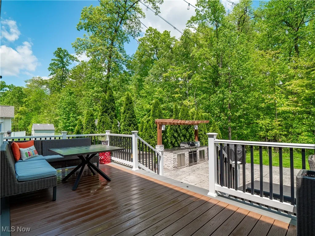 Deck featuring an outdoor kitchen and outdoor dining space