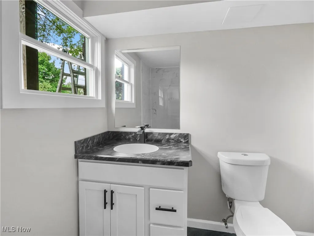 Full bathroom featuring vanity and a shower