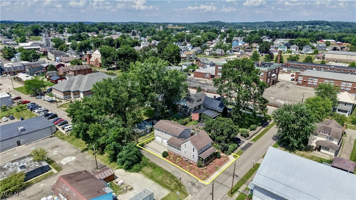 Aerial perspective of suburban area