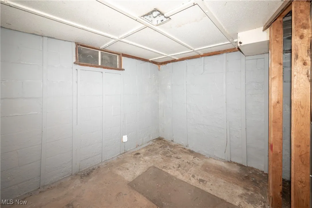 Unfinished below grade area with concrete block wall